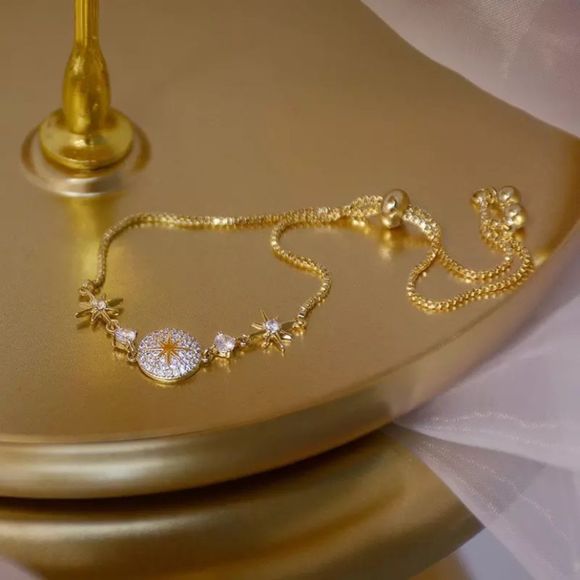 14K Yellow Gold Bracelt w/ AAA Micro Inlaid Zirconias - Picture 4 of 10